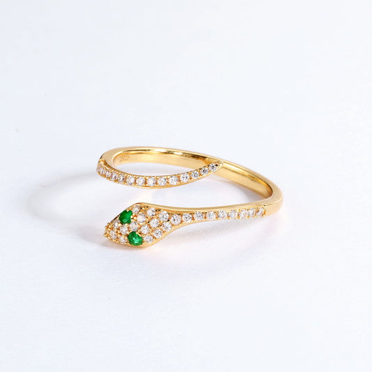 S925 Sterling Silver Jewelry Ring Zircon Gemstone Simple Luxury Fashion Snake Style Rings