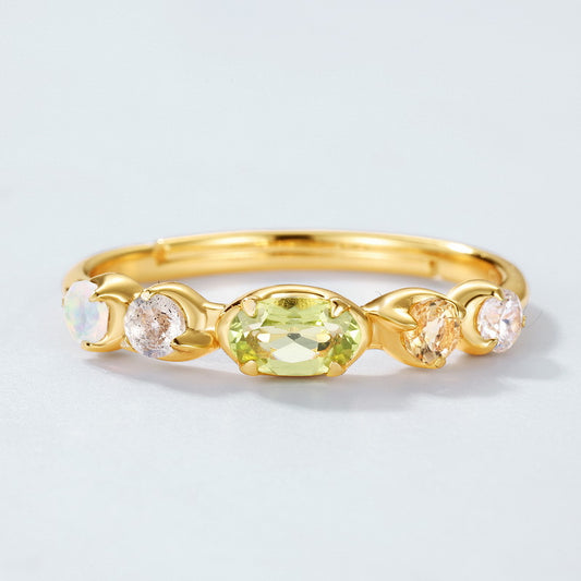 S925 Sterling Silver Jewelry Rings Natural Peridot Custom Made Simple Luxury Ring