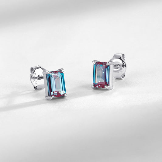 S925 Sterling Silver Jewelry Earrings Alexandrite Gemstone Simple Luxury Stud Earrings