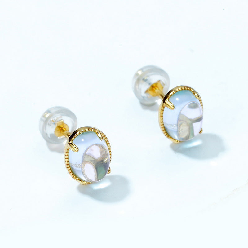 S925 Sterling Silver Jewelry Earrings Natural Sky Blue Topaz Gemstone Simple Luxury Earrings
