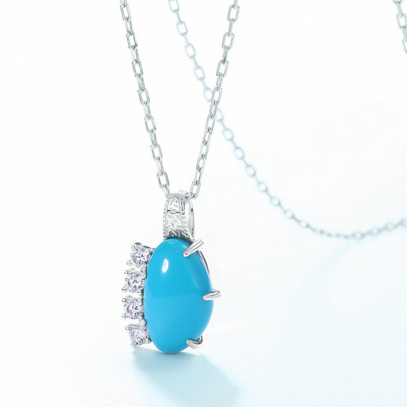 S925 Sterling Silver Jewelry Pendants Turquoise Gemstone Choker Necklace Charms