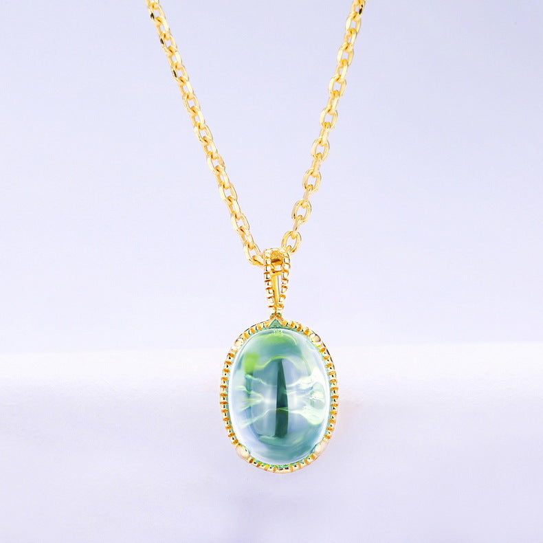 S925 Sterling Silver Jewelry Pendants Natural Sky Blue Topaz Gemstone Necklace Charms