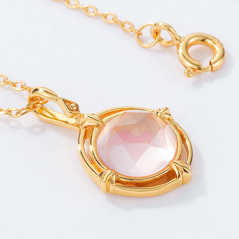 S925 Sterling Silver Jewelry Pendants Natural Rose Quartz Simple Luxury Necklace Charms