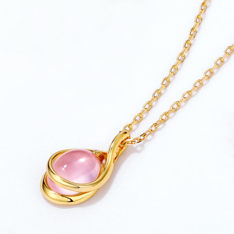 S925 Sterling Silver Jewelry Pendants Natural Rose Quartz Gemstone Necklace Charms