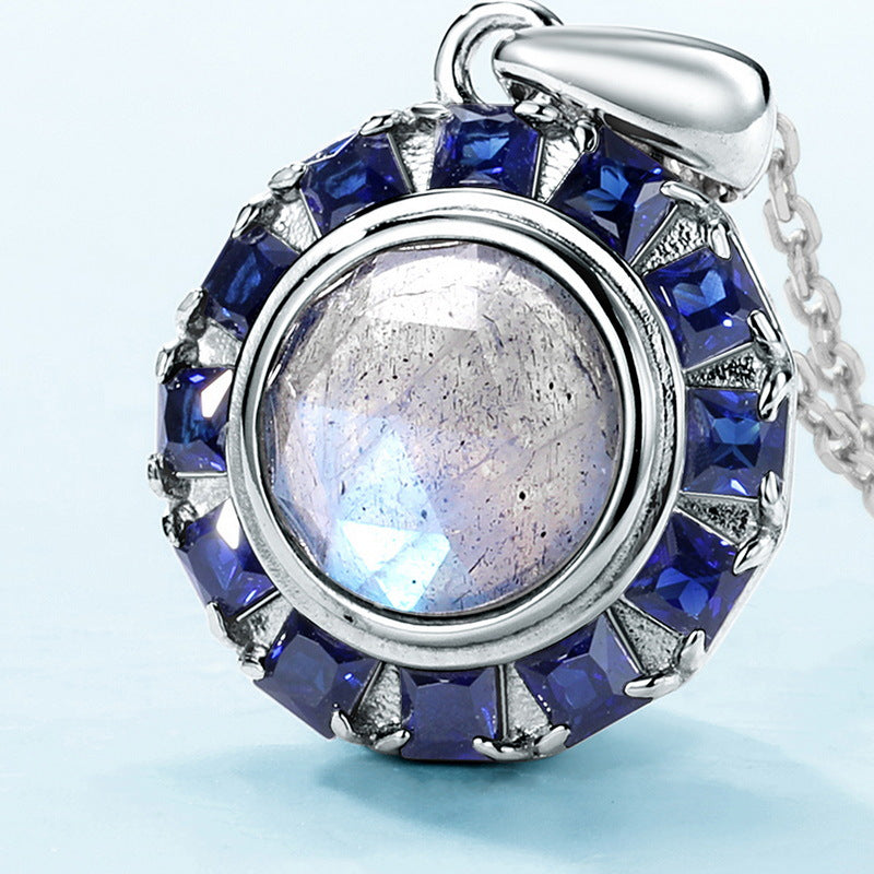 S925 Sterling Silver Jewelry Pendants Natural Labradorite Gemstone Choker Necklace Charms
