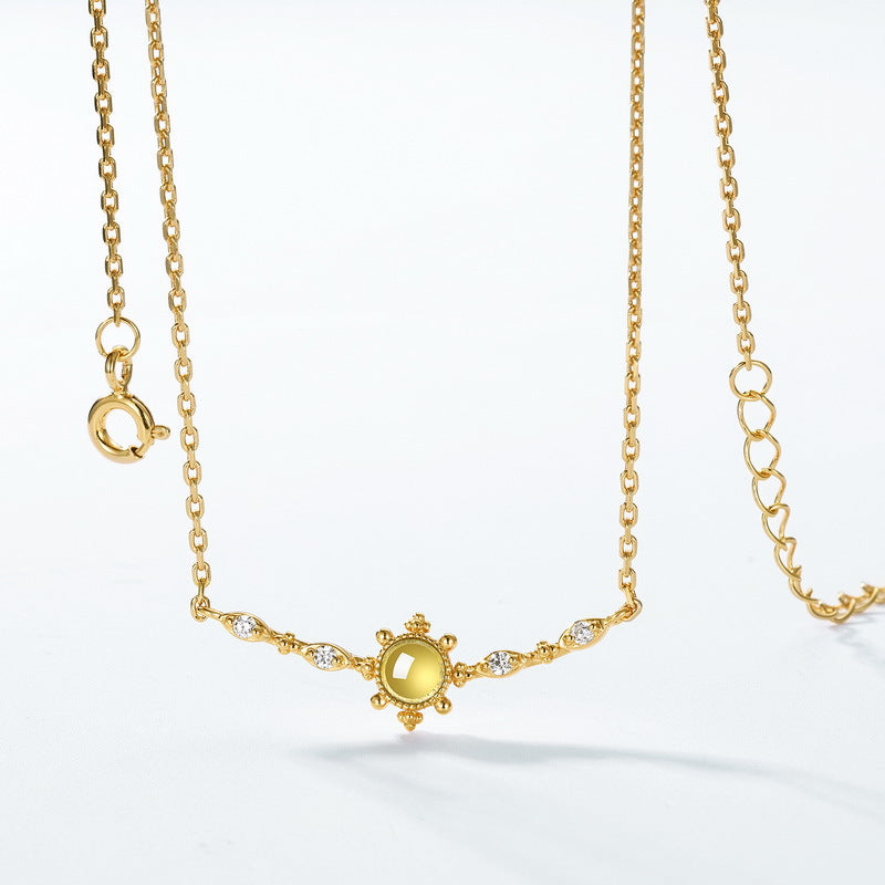S925 Sterling Silver Jewelry Necklaces Peridot Gemstone Fashion Simple Luxury Necklace