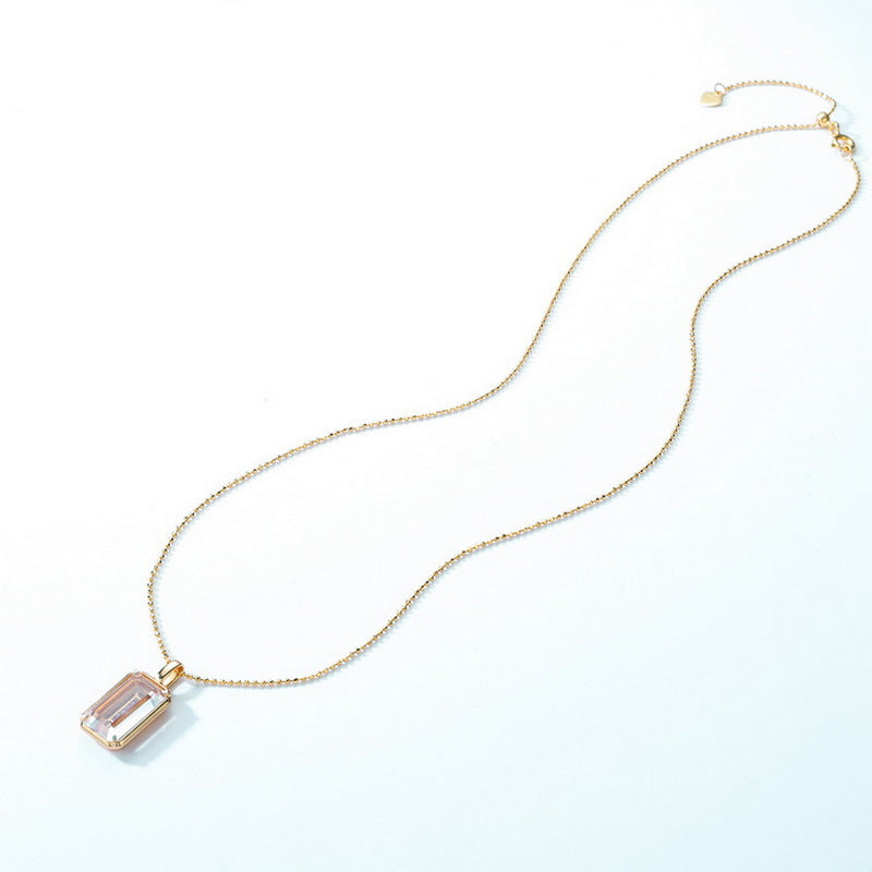 S925 Sterling Silver Jewelry Pendants Natural Clear Quartz Gemstone Necklace Charms