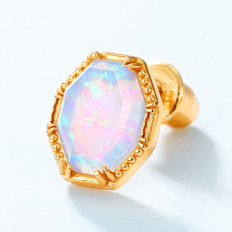 S925 Sterling Silver Jewelry Earrings Gold Plating Opal Gemstone Luxury Earrings