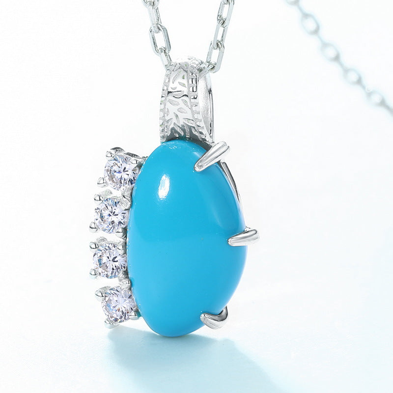 S925 Sterling Silver Jewelry Pendants Turquoise Gemstone Choker Necklace Charms