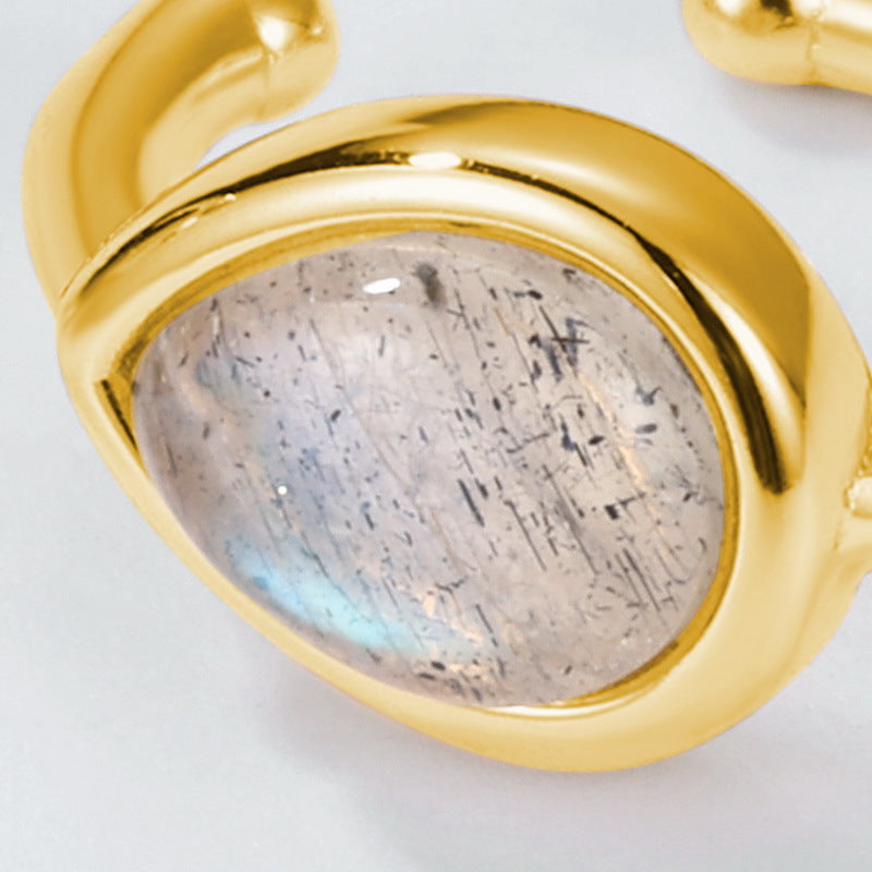 S925 Sterling Silver Jewelry Earrings Natural Labradorite Gemstone Waterdrop Style Ear Clips