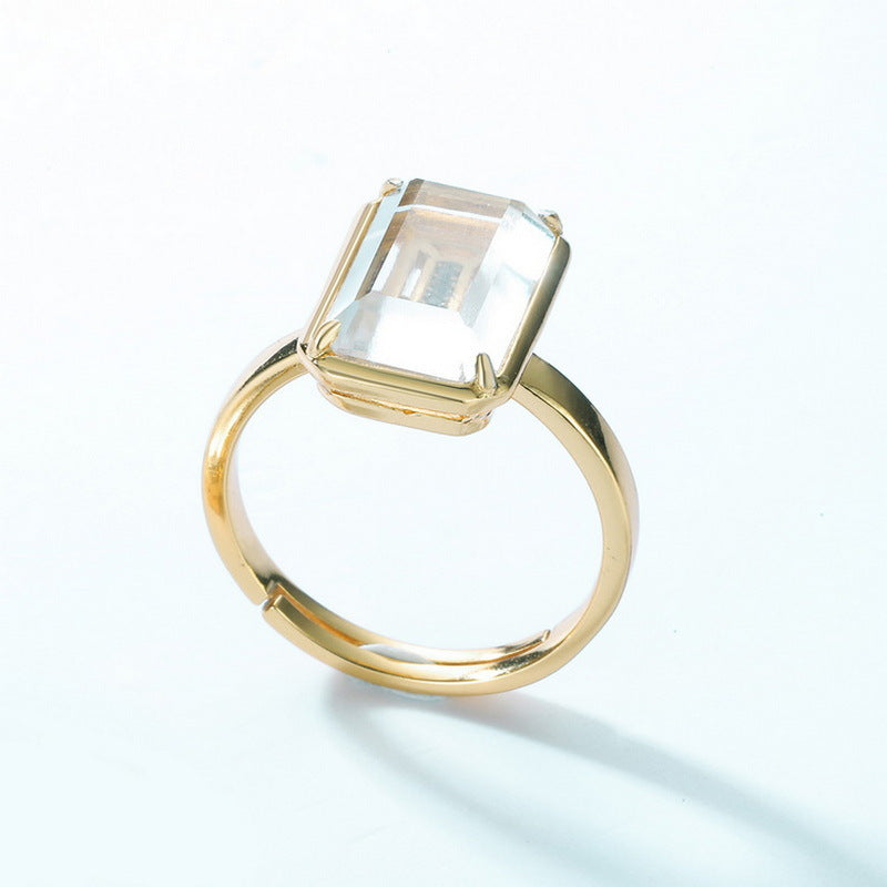 S925 Sterling Silver Jewelry Ring Natural Clear Quartz Gemstone Elegant Luxury Rings