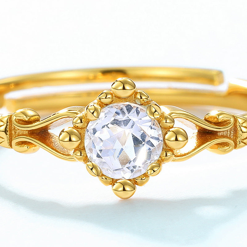 S925 Sterling Silver Jewelry Ring Natural Clear Quartz Gemstone Vintage Style Rings