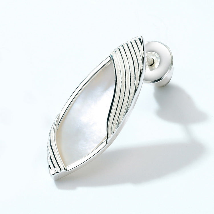 S925 Sterling Silver Jewelry Earrings Natural White Shell Gemstone Unique Design Earrings