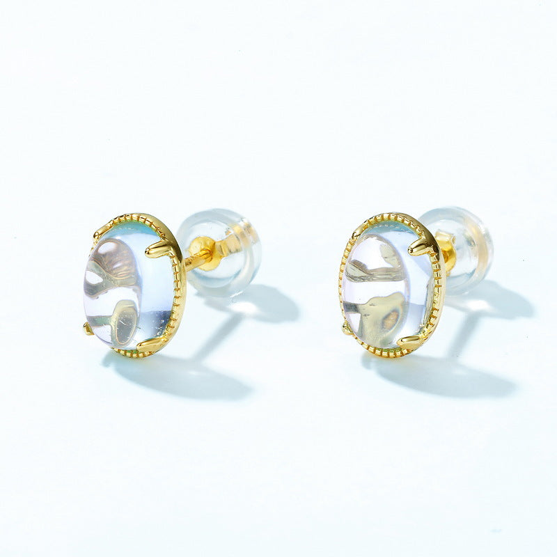 S925 Sterling Silver Jewelry Earrings Natural Sky Blue Topaz Gemstone Simple Luxury Earrings