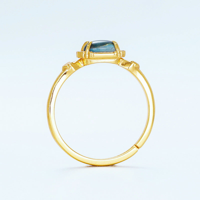 S925 Sterling Silver Jewelry Ring Natural London Blue Topaz Gemstone Vintage Style Rings