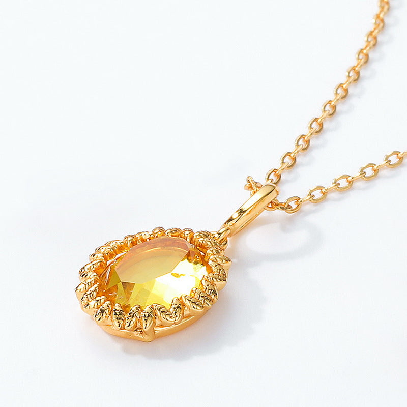 S925 Sterling Silver Jewelry Pendants Citrine Gemstone Sunflower Style Necklace Charms