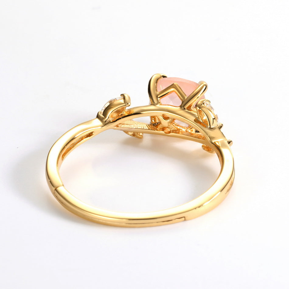 S925 Sterling Silver Jewelry Rings Natural Rose Quartz Gemstone Fashion Luxury Ring
