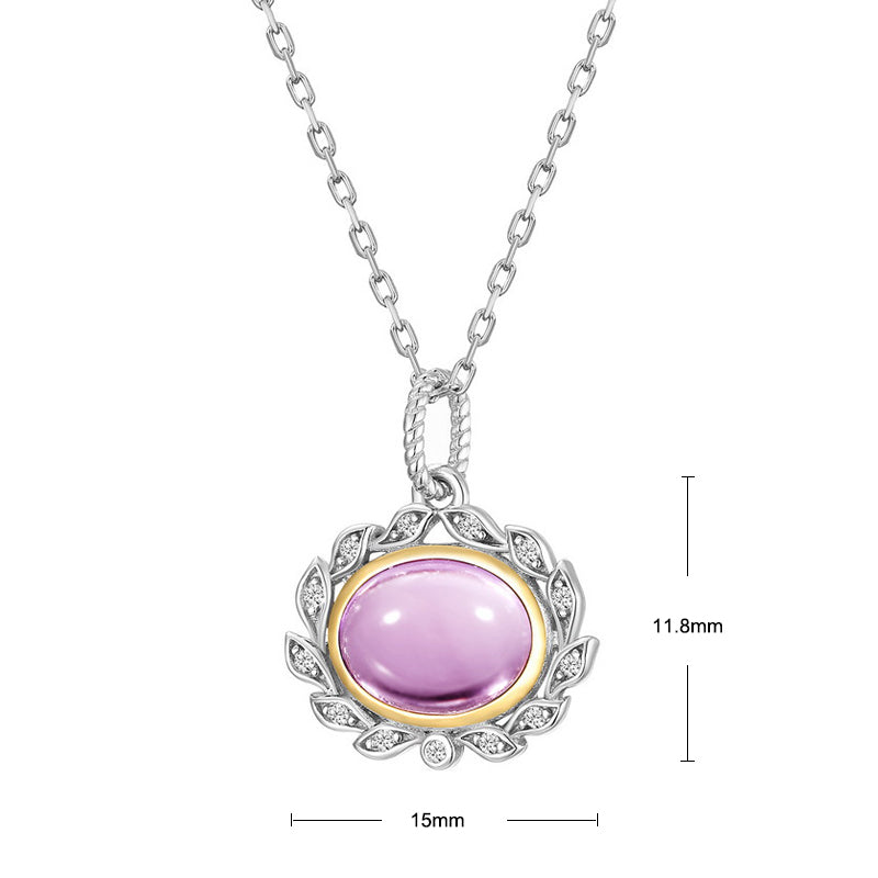 S925 Sterling Silver Jewelry Pendants Natural Amethyst Gemstone Olive Branch Necklace Charms