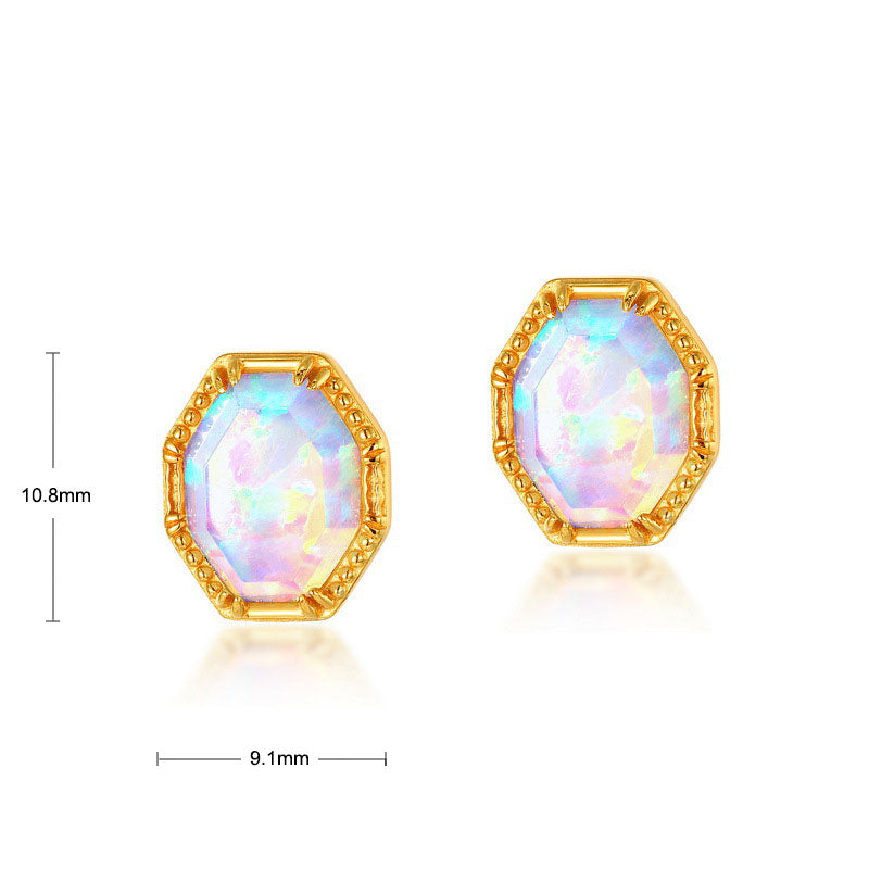 S925 Sterling Silver Jewelry Earrings Gold Plating Opal Gemstone Luxury Earrings