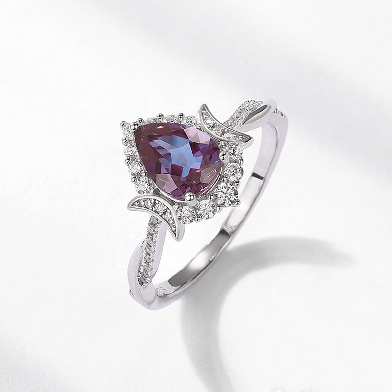 S925 Sterling Silver Jewelry Ring Alexandrite Gemstone Freshwater Pearl Stacking Rings