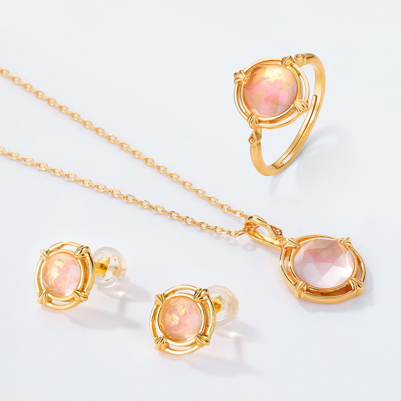 S925 Sterling Silver Jewelry Earrings Natural Rose Quartz Gemstone Simple Luxury Stud Earrings
