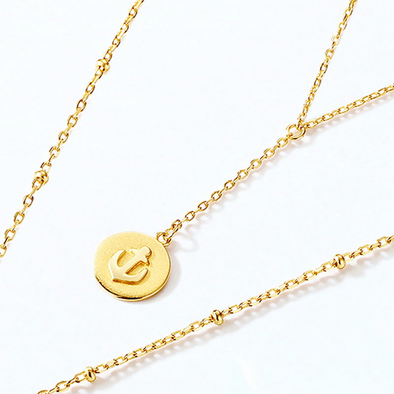 S925 Sterling Silver Jewelry Necklace Natural White Shell Gemstone Double-Layer Long Chain Necklaces