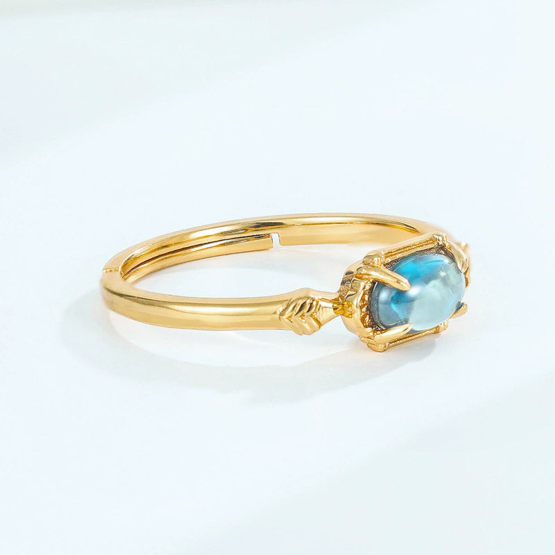 S925 Sterling Silver Jewelry Ring Natural London Blue Topaz Gemstone Vintage Style Rings