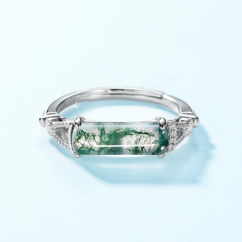 S925 Sterling Silver Jewelry Rings Magical Color Opal Gemstone Cylinder Style Ring