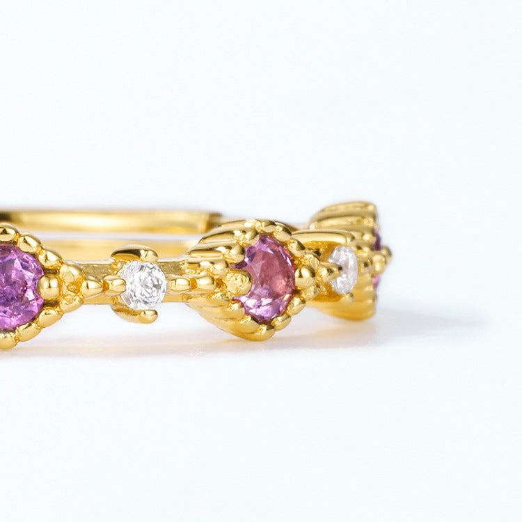 S925 Sterling Silver Jewelry Ring Natural Amethyst Gemstone Floral Style Fashion Rings