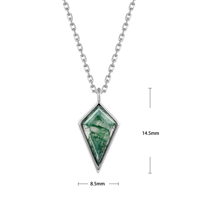 S925 Sterling Silver Jewelry Pendant Natural Moss Agate Gemstone Fashion Necklace Charms