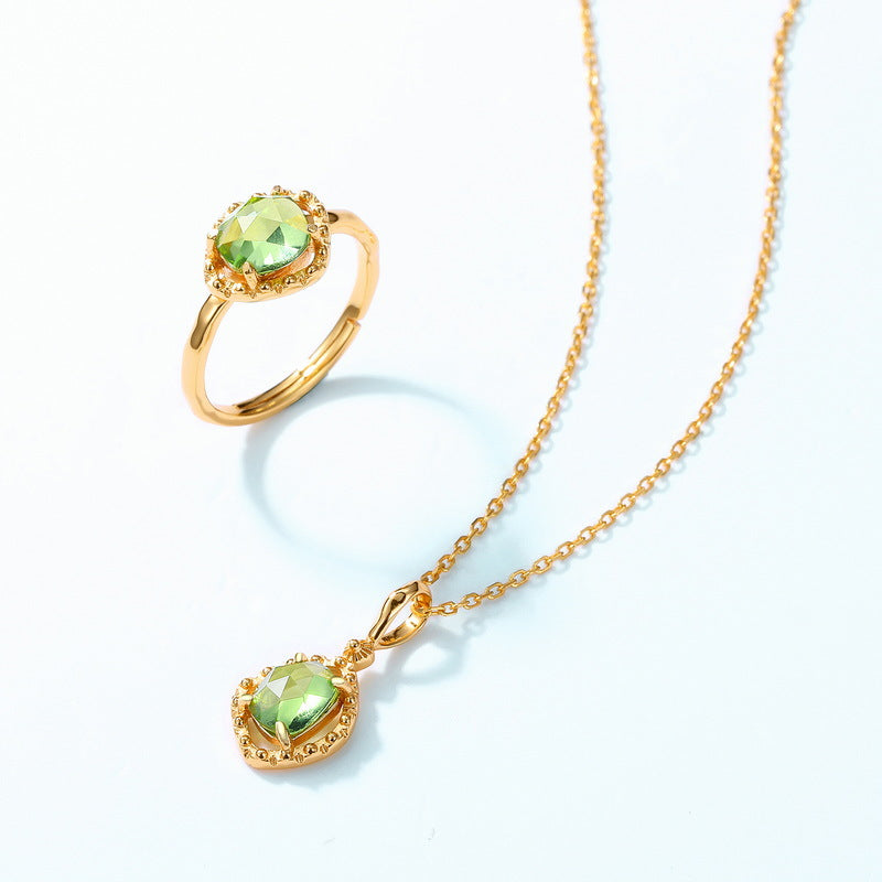 S925 Sterling Silver Jewelry Rings Natural Peridot Gemstone Simple Luxury Ring
