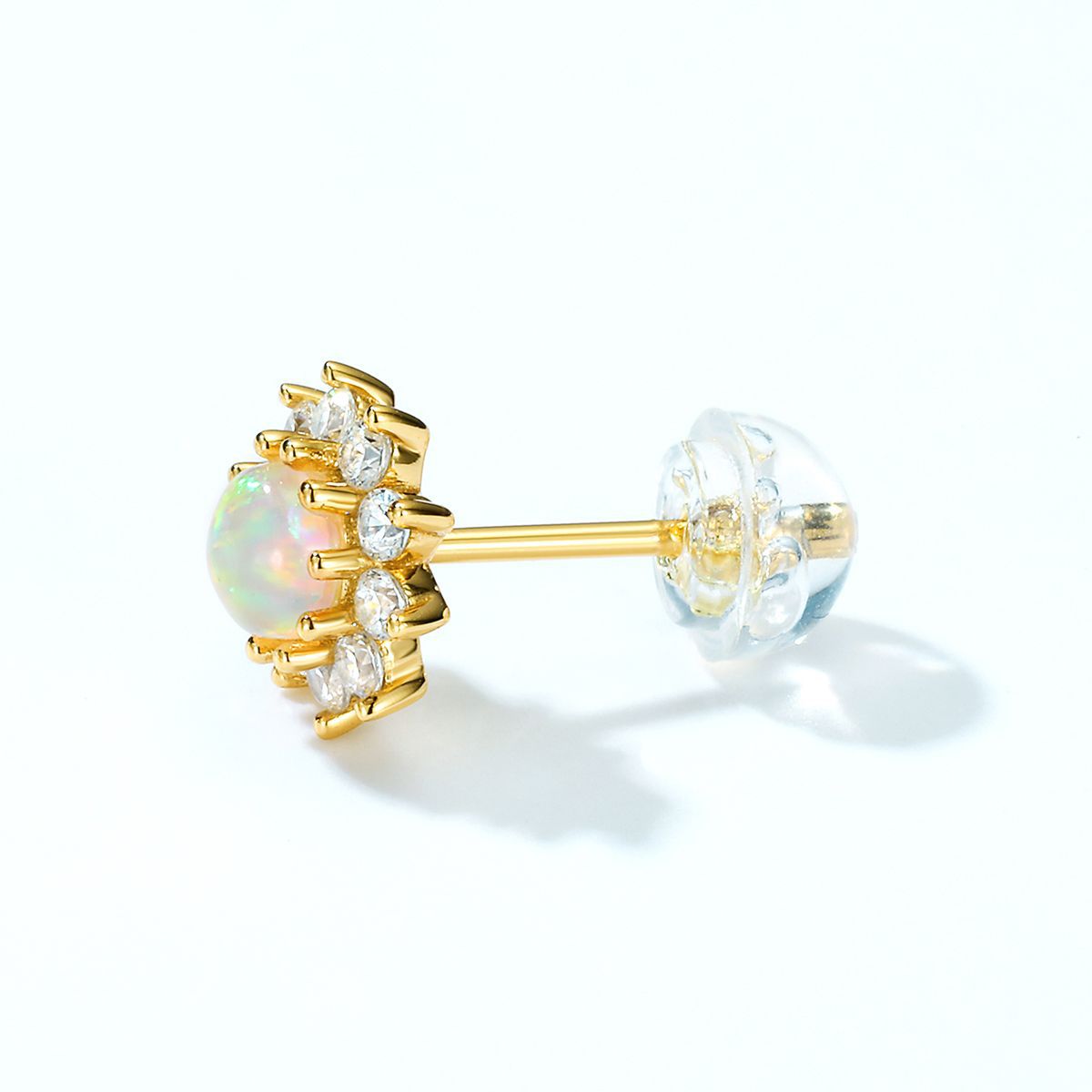 S925 Sterling Silver Jewelry Magical Color Opal Gemstone Cute Star Style Stud Earrings