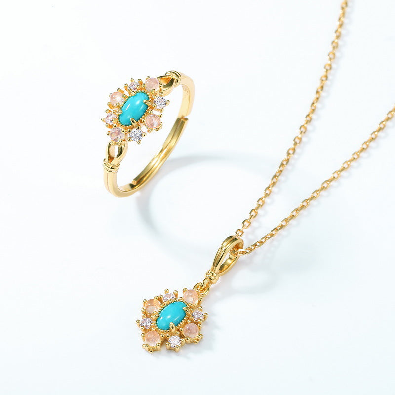 S925 Sterling Silver Jewelry Pendants Natural Turquoise Gemstone Necklace Charms