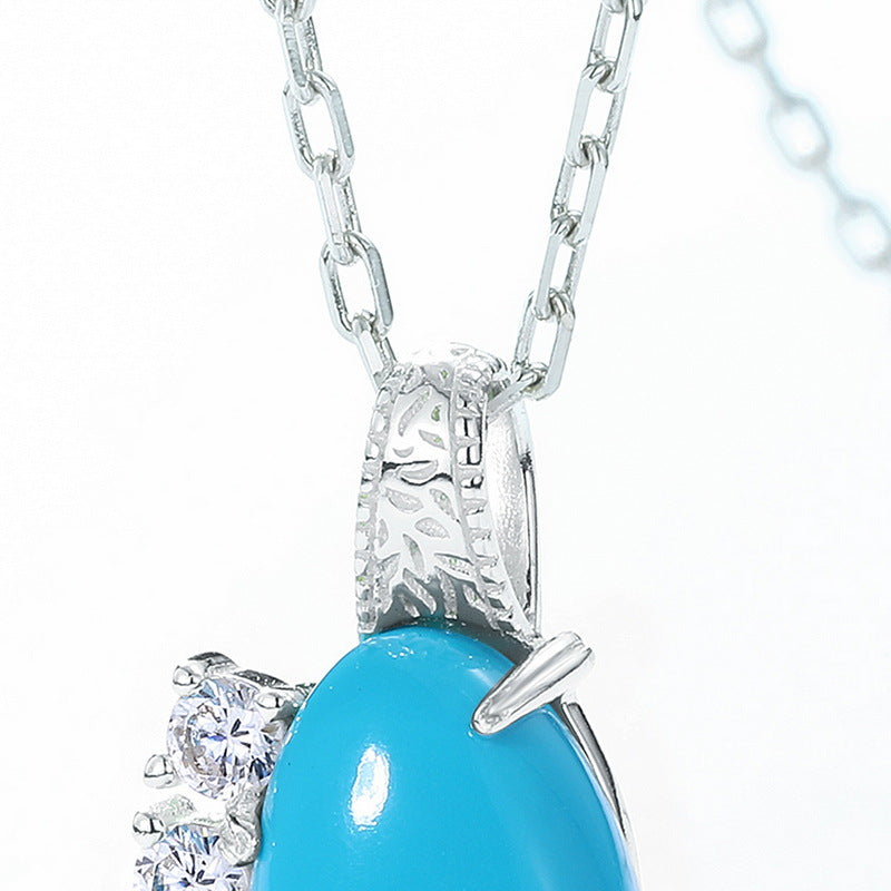S925 Sterling Silver Jewelry Pendants Turquoise Gemstone Choker Necklace Charms