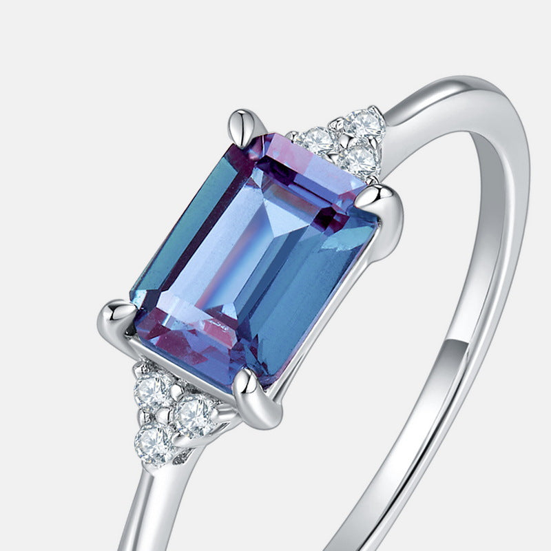 S925 Sterling Silver Jewelry Ring Alexandrite Gemstone Ins Style Fine Jewelry Rings