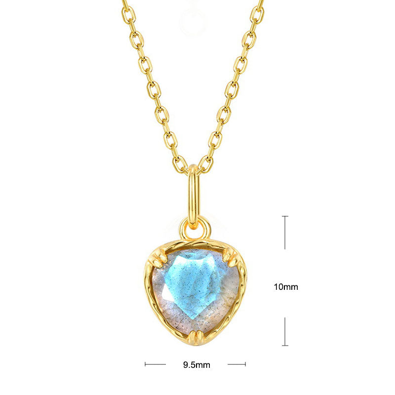 S925 Sterling Silver Jewelry Pendants Natural Labradorite Gemstone Heart Style Necklace Charms