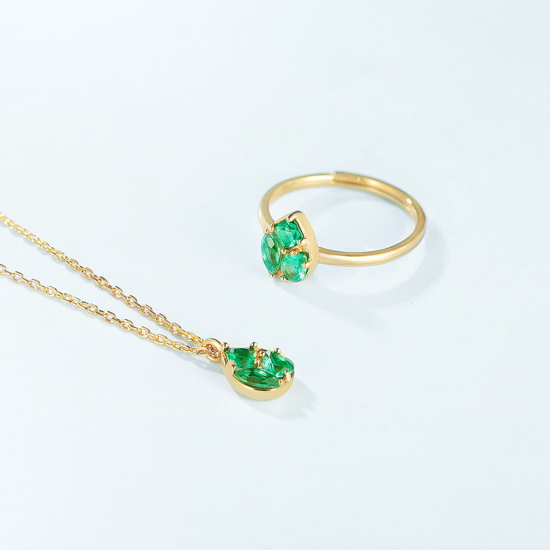 S925 Sterling Silver Jewelry Necklaces Lab Grown Emerald Gemstone Charms Necklace