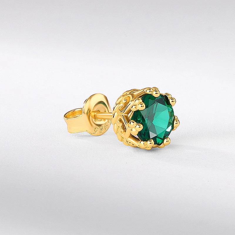 S925 Sterling Silver Jewelry Earrings Lab Grown Emerald Gemstone Simple Luxury Stud Earrings