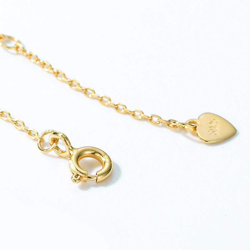 S925 Sterling Silver Jewelry Necklace Natural Amber Geometric Round Style Charms Necklaces