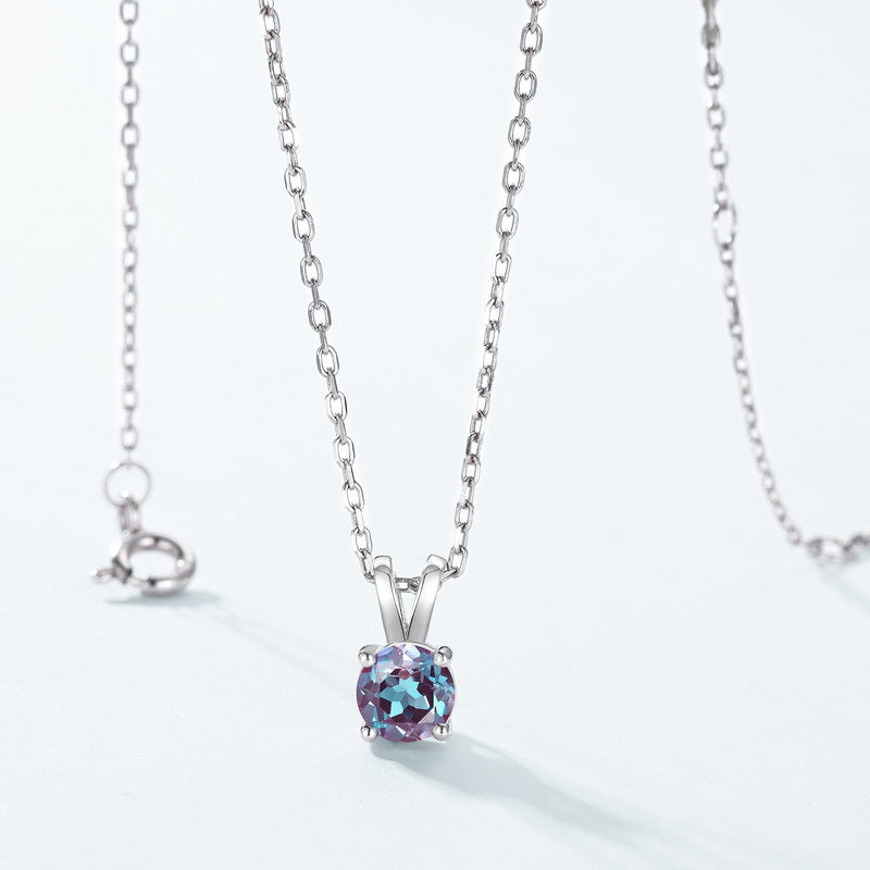 S925 Sterling Silver Jewelry Necklace Pendant Alexandrite Gemstone Cute Rabbit Pendant