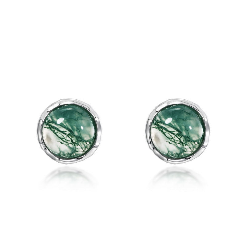 S925 Sterling Silver Jewelry Earrings Red Corundum Gemstone Fashion Stud Earrings