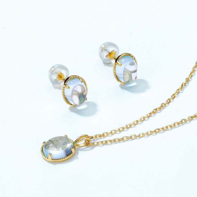 S925 Sterling Silver Jewelry Earrings Natural Sky Blue Topaz Gemstone Simple Luxury Earrings