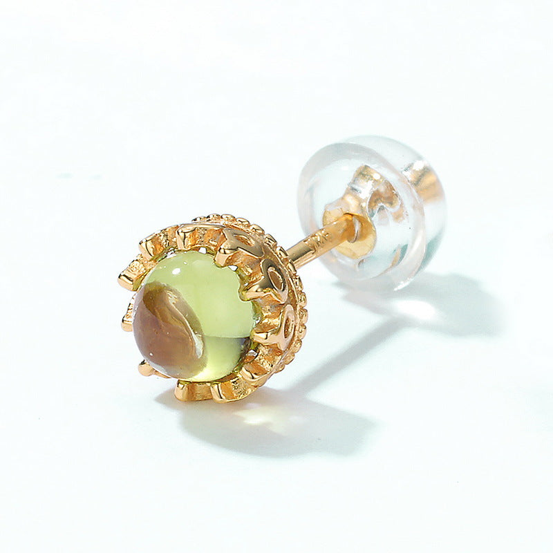 S925 Sterling Silver Jewelry Earrings Peridot Gemstone Vintage Palace Style Stud Earrings