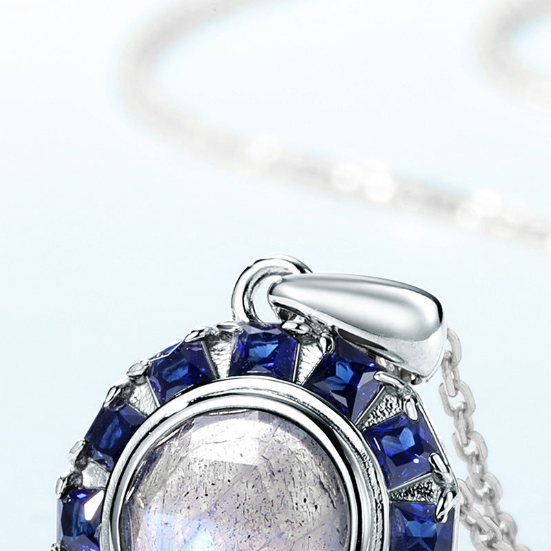 S925 Sterling Silver Jewelry Pendants Natural Labradorite Gemstone Choker Necklace Charms