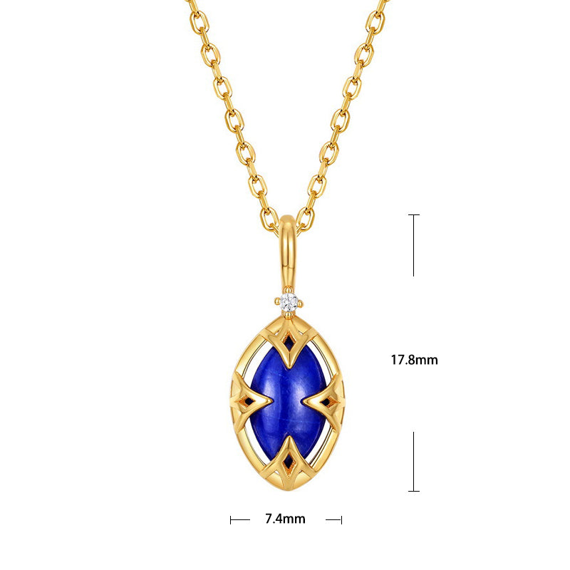 S925 Sterling Silver Jewelry Pendants Natural Lapis Lazuli Gemstone Necklace Charms