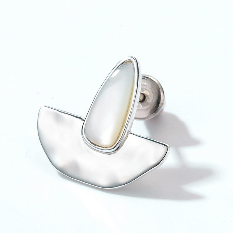 S925 Sterling Silver Jewelry Earrings Natural White Shell Gemstone Vintage Style Earrings
