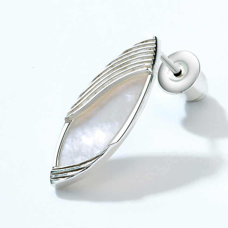 S925 Sterling Silver Jewelry Earrings Natural White Shell Gemstone Unique Design Earrings