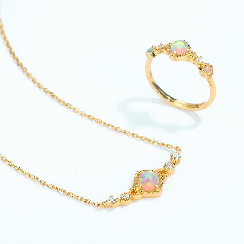 S925 Sterling Silver Jewelry Ring Magical Color Opal Gemstone Elegant Luxury Rings