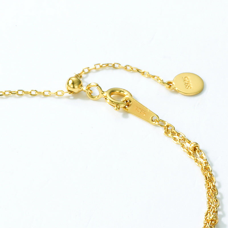 S925 Sterling Silver Jewelry Chain Gold Plating Double Layers Cross Chain Bracelet