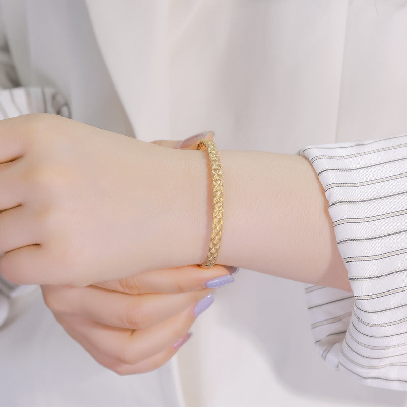 S925 Sterling Silver Jewelry Bangle Hand Made Wire Drawing Craft Silky Texture Interlaced Design Bangles